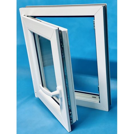 Eco-Blu – Fenêtre PVC H1000 mm X L600 mm – Oscillo-battante tirant gauche – Verre dépoli – Isolation thermique Uf 1.3 W/m²k – Sécurité RC2 — photo 3