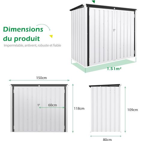 YODOLLA Cache Poubelle Exterieur en Métal, Abri pour 2 Poubelles 240L, Rangement Exterieur pour Outils, Blanc — photo 2