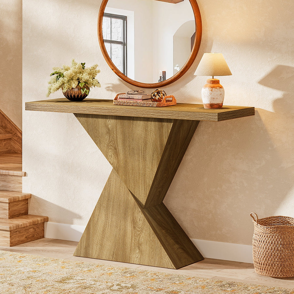 Tribesigns Console géométrique de 105 cm, Table-banc étroite de style campagnard