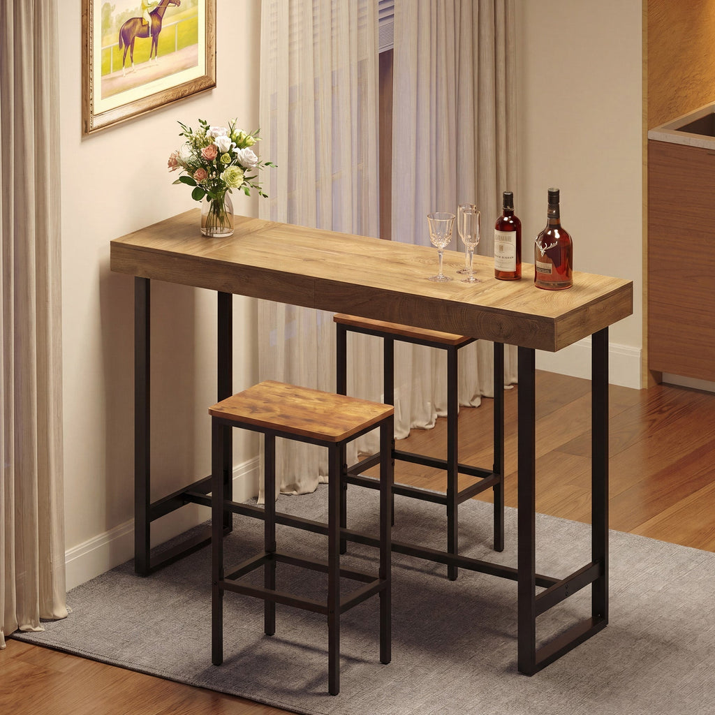 Tribesigns Table de bar 180 cm, Table haute avec structure en métal et repose-pieds