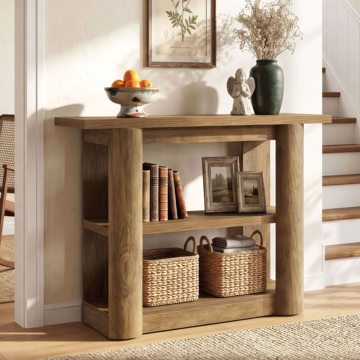 Tribesigns Console de 105 cm, Table d'entrée étroite avec 3 étagères et structure épaisse