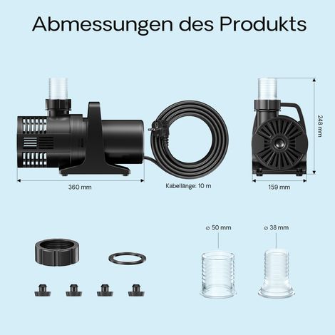 SunSun CMP-28000 Pompe bassin haute performance - 140 x 320 x 190 mm - 28 000 l/h / 580 W / refoulement max. 7,5 m - pour filtre piscine fontaine jardin — photo 3
