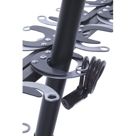 Mottez – Rangement pour 6 trottinettes sur pied – Système antivol par pince – Tube acier carré 30mm – Dimensions 106 x 17,5 x 50cm