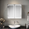 Sirhona – Miroir lumineux de salle de bain 590 x 600mm – Anti-buée avec prise rasoir – Lumières LED réglables – Double portes à fermeture progressive — photo 1