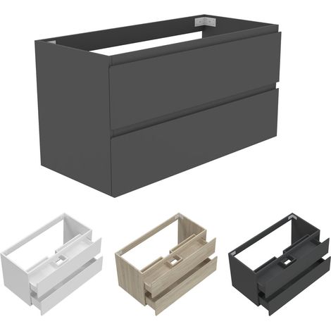 Ocean Sanitaire – Ensemble de meubles de salle de bain chêne avec 2 tiroirs – Dimensions 99x46x52cm – Meuble sous vasque prédécoupé – Vasque à poser — photo 3