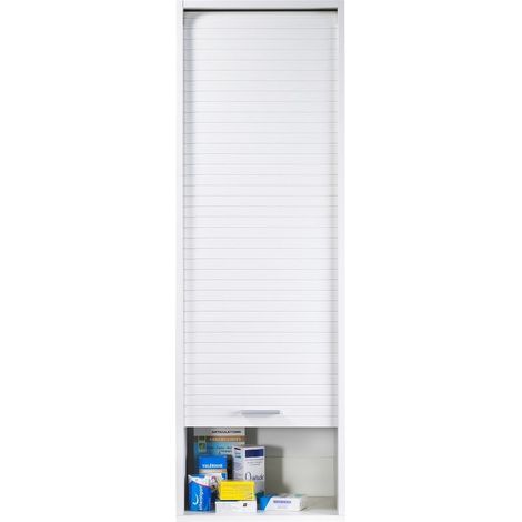 Beaux Meubles Pas Chers – Meuble de cuisine haut blanc 1 rideau coulissant – 4 niches réglables – Dimensions L 40 x H 123.6 x P 35 cm – Éco-conçu, fabriqué en France — photo 4
