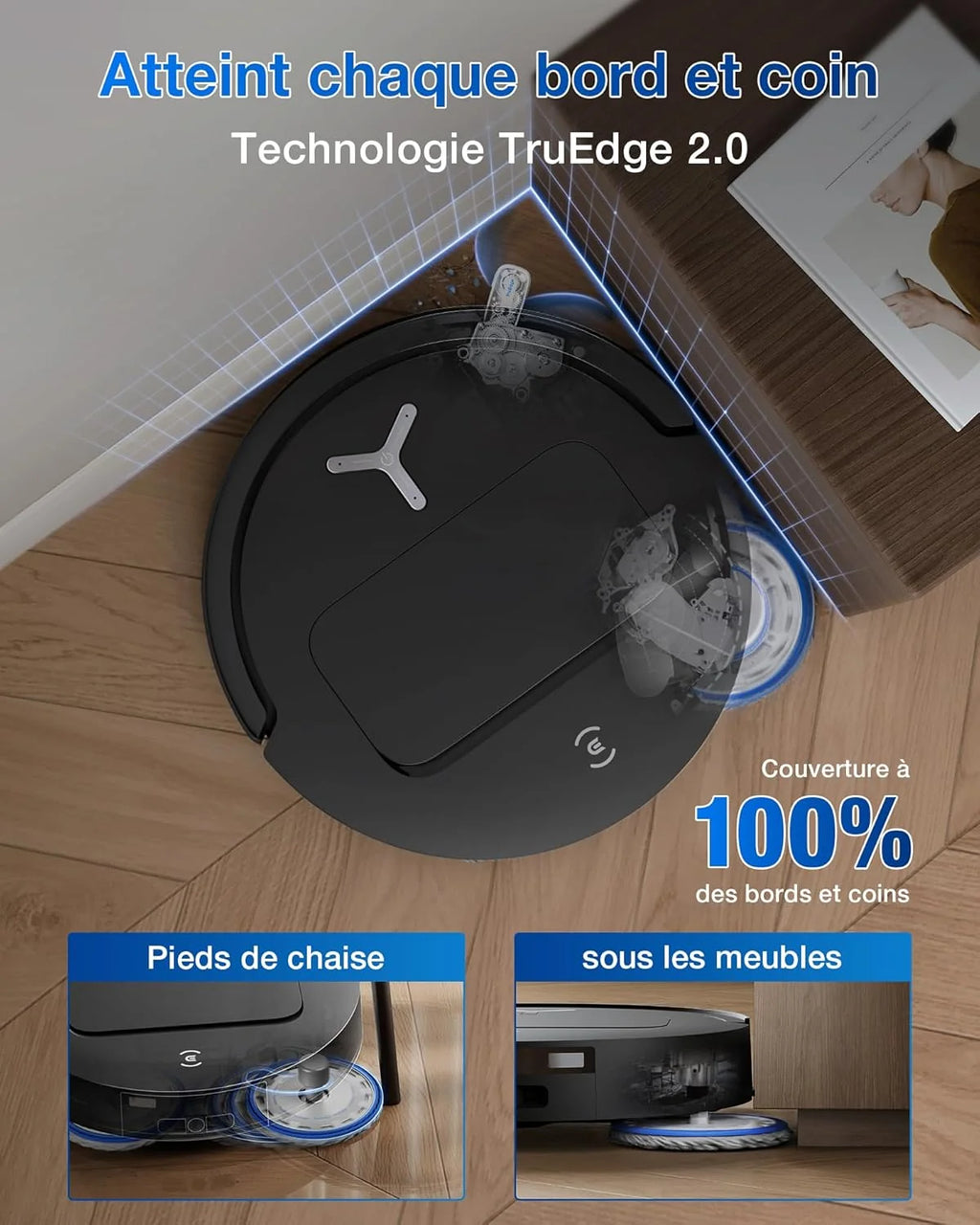 2026 ECOVACS T50 Omni Aspirateur Robot avec Station, Puissance 15000Pa amélioré par T30 Pro Omni, Brosse latérale et serpilli