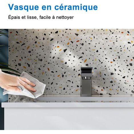 Ocean Sanitaire – Ensemble de meubles de salle de bain chêne avec 2 tiroirs – Dimensions 99x46x52cm – Meuble sous vasque prédécoupé – Vasque à poser — photo 4