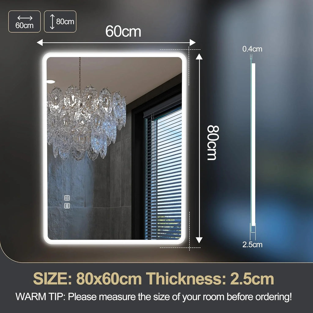 2026 Miroir de salle de bain S'bagno avec éclairage 1200 x 700 mm, IP44, LED, Bluetooth, antibuée, 3 couleurs de lumière (3 0