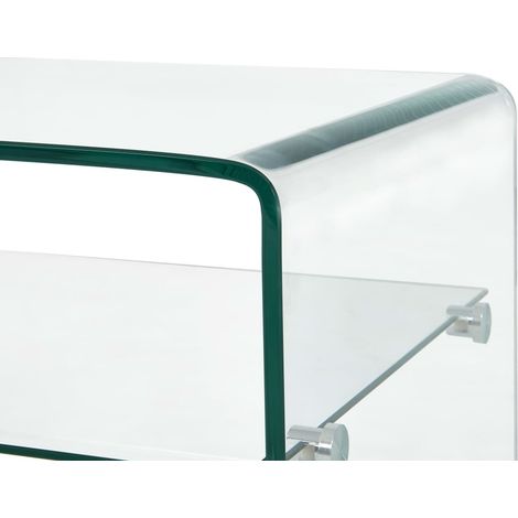 Vidaxl – Table basse fixe en verre trempé 98x45x31 cm – Épaisseur 10 mm – Avec étagère intégrée – Style contemporain — photo 6