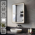 SIRHONA Miroir lumineux de salle de bain avec prise rasoir désembuage 3 modes d'éclairage Armoire de toilette, 500x700mm Noir — photo 1