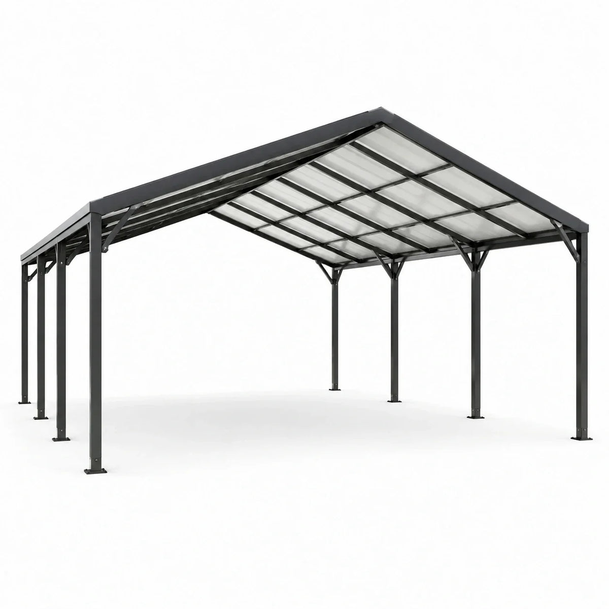 Abri voiture aluminium 6x5m toit polycarbonate translucide 6mm - 2026