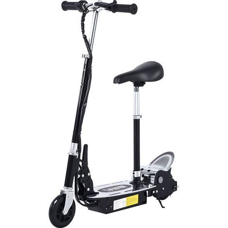 Trottinette électrique pliable HOMCOM 120W pour enfants de 7 à 12 ans, guidon et hauteur de selle réglables, vitesse maximale de 10 km/h, noire