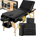 Table de massage portable pliante en bois et cuir synthétique noir — photo 1