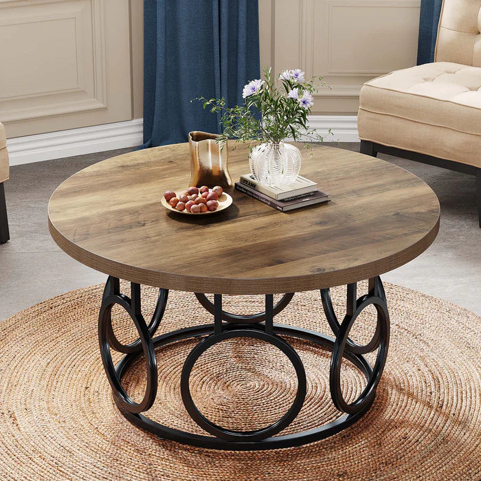 Tribesigns Table basse de 80 cm, Table centrale rustique Table à goûter
