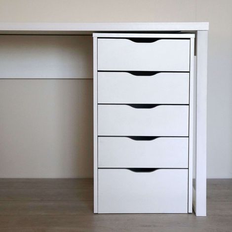 Mobimarket – Cajonera 5 tiroirs en aggloméré blanc – Dimensions 71 x 40 x 43 cm – Guides métalliques pour tiroirs – Montage nécessaire — photo 3