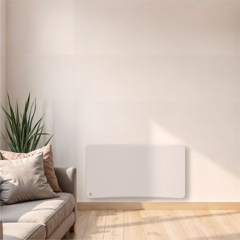Radiateur électrique fixe à inertie sèche fonte + film avec thermostat interchangeable 1500W Bestherm ALMEA horizontal blanc — photo 2