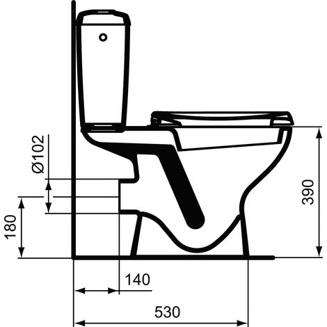 Porcher – Pack WC Noe sans bride – Cuvette en porcelaine vitrifiée – Sortie horizontale – Réservoir à alimentation latérale – Mécanisme de chasse 3/6L — photo 3