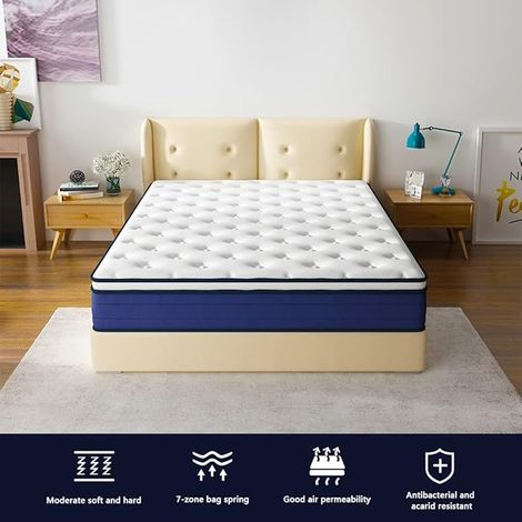 Stanew – Matelas à ressorts ensachés 140x190 cm – 25 cm d'épaisseur – 7 zones – fermeté modérée – respirant et antibactérien — photo 5