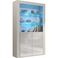 Dusine – Vitrine JIVE 90 cm blanc laqué avec lumières LED bleues – Mélaminé certifié FSC – Dimensions 90x35x170 cm – Fabrication européenne — photo 1