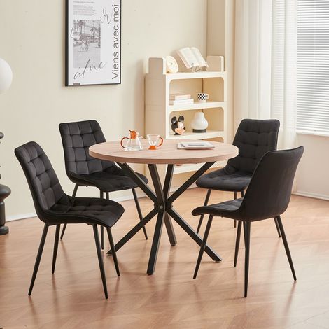 Wokaka Lot de 6 chaises en Velours - chaises de salle à manger style rétro,ergonomiques - 47 Lx43 Px50 H cm(noir) — photo 3