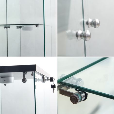 Pergar – Vitrine en verre trempé 4 étagères – Éclairage d'ambiance réglable – Poignée métallique – Serrure de sécurité – Dimensions 80.5x36.5x164 cm — photo 5