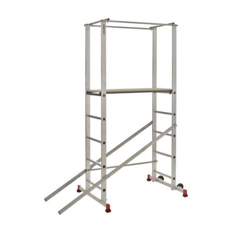 Escalux – Échafaudage aluminium 150 kg – Hauteur de travail 3,60 m – 1 plateau 111x41 cm – Système de garde-corps – 4 larges embouts anti-dérapants — photo 1