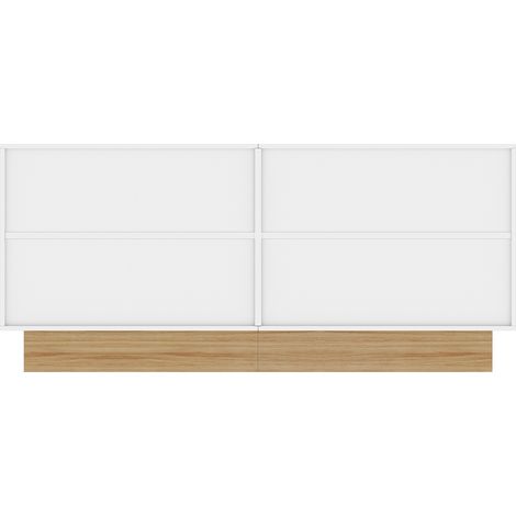 Buffet enfilade 160 cm blanc et bois - bahut de salon moderne avec 4 portes,relief et étagères ajustables -mdf- meuble de rangement salle à manger — photo 5