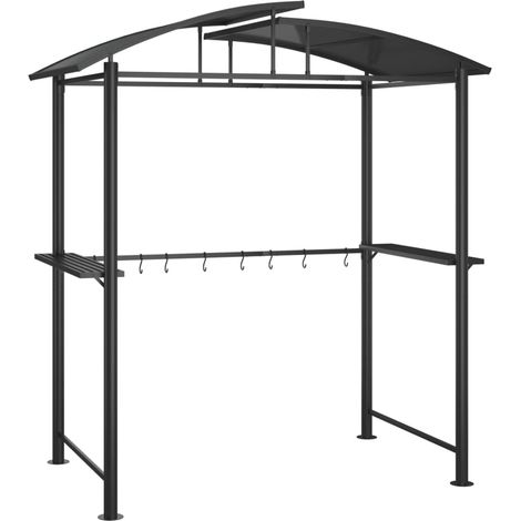 Vidaxl – Gazebo BBQ avec étagères latérales – Acier anthracite – Dimensions 210x114x230cm – Toit en polycarbonate pour ombre et ventilation