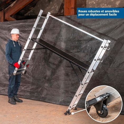 Echafaudage roulant SCAFFOLDAX2X6, échafaudage jardin et pliant multifonction 4 en 1, echelle 2 plans, H max Travail 4,46m, Garantie 5 ans, Hostrom — photo 4