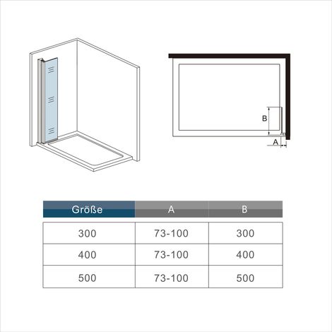 Aica Sanitaire – Paroi de douche à l'italienne pivotante 35x200cm – Verre trempé 8mm anticalcaire – Profilé en aluminium noir mat – Montage réversible — photo 5