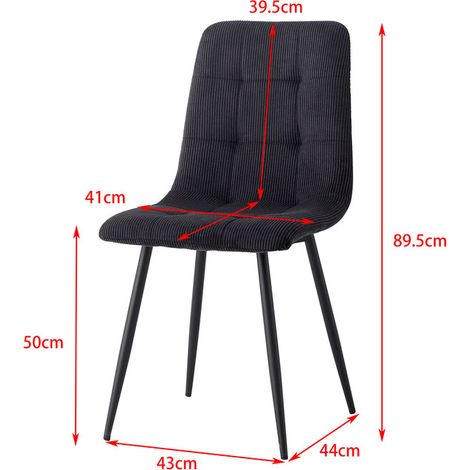 Wokaka Lot de 6 chaises - Chaises desalle à manger - Velours côtelé - Style vintage - Noir — photo 5