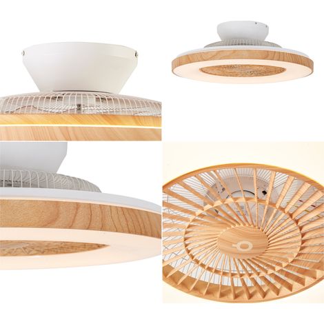 Qazqa – Ventilateur de plafond 60cm en bois naturel – Éclairage LED dimmable 1600 lumens – Télécommande incluse – Pour salon et chambre — photo 4