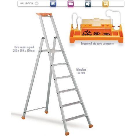 Tubesca Comabi – Marchepied alu ultra résistant 3 marches – Hauteur accès 2.66 m – Charge maxi 150 kg/m² – Norme EN 131 – Usage intensif — photo 4