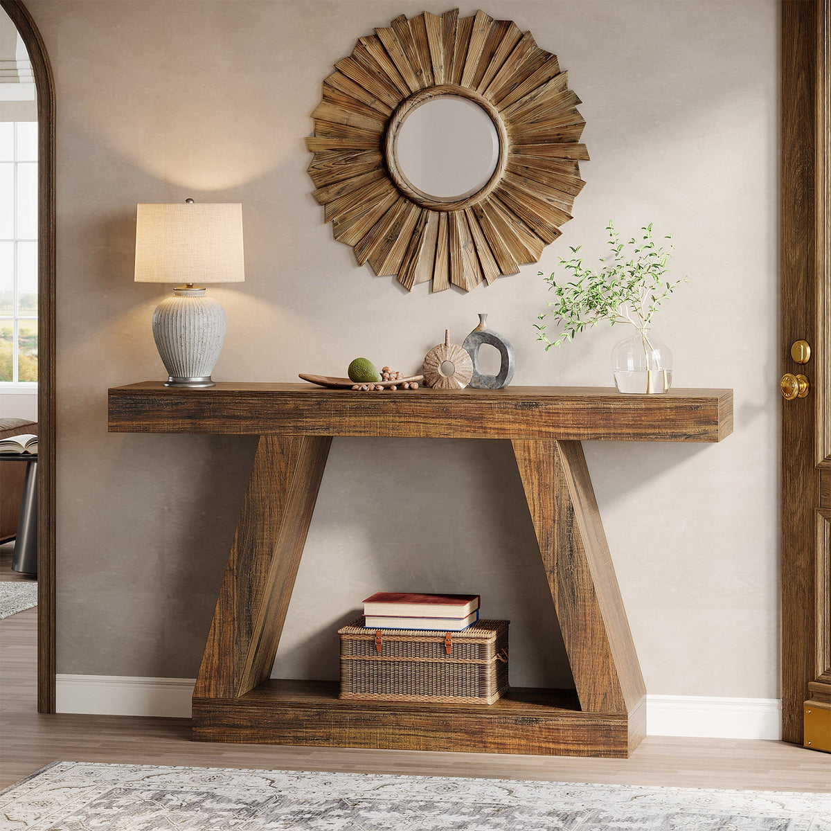 Tribesigns Table console industrielle de 140 cm pour entrée, Table basse de couloir