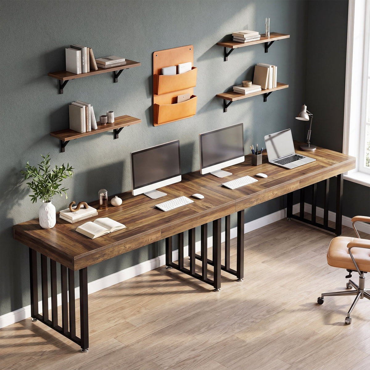 Tribesigns Bureau 140 cm, Grand bureau d'ordinateur avec structure en métal