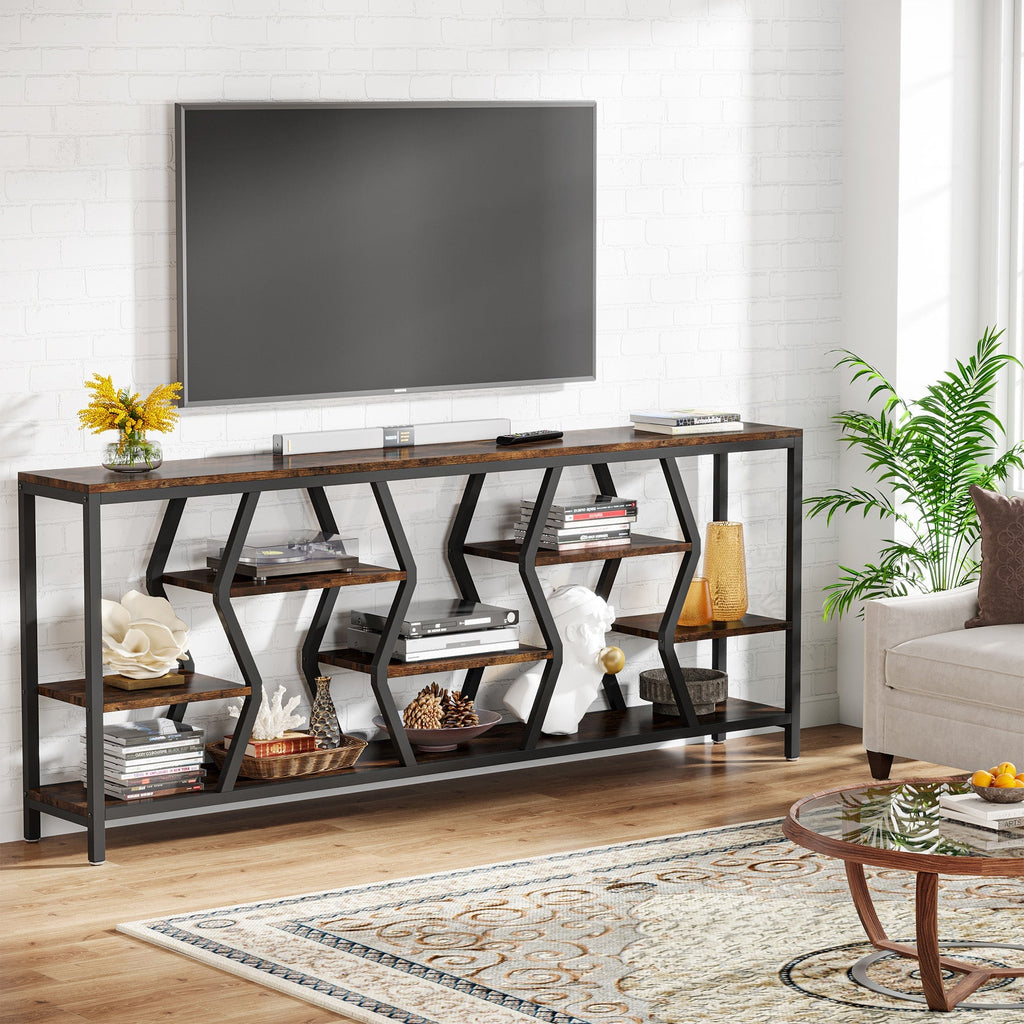 Tribesigns Console de 180 cm avec 4 étagères, Table basse étroite de style industriel champêtre