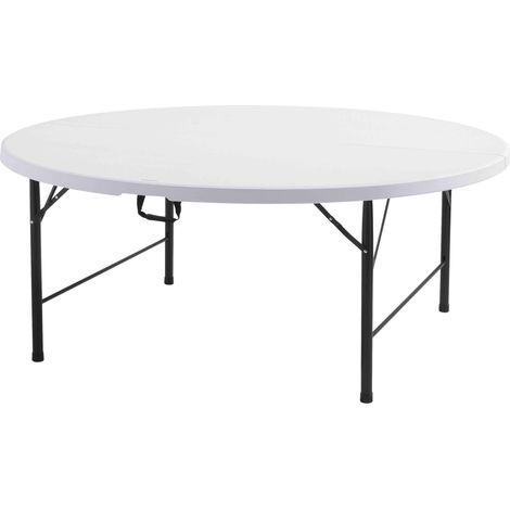 Rekkem – Table pliante ronde 180 cm – 10 places – Structure acier époxy – Plateau résine plastique – Usage intérieur/extérieur — photo 1