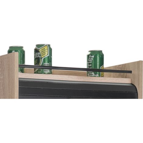 Beaux Meubles Pas Chers – Meuble de cuisine imitation chêne avec rideau noir ou blanc – 4 niches ouvertes – Dimensions 54 x 76.6 x 35.4 cm – Fixation murale incluse — photo 6