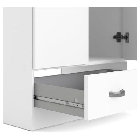 Dmora – Armoire 2 portes battantes 1 tiroir – Structure en tôle laminée – Dimensions 79 x 170 x 35 cm – Blanc – Résistante aux chocs et rayures — photo 5