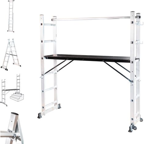 Echafaudage roulant SCAFFOLDAX2X6, échafaudage jardin et pliant multifonction 4 en 1, echelle 2 plans, H max Travail 4,46m, Garantie 5 ans, Hostrom — photo 1