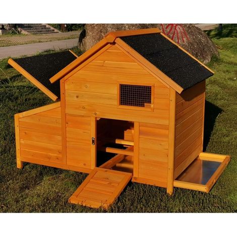 Animal Valley – Poulailler Bantam XL pour 2 à 4 poules – Bois de pin – Dimensions 119x77x90 cm – Toit shingle noir – Tiroir à déjections en métal — photo 2