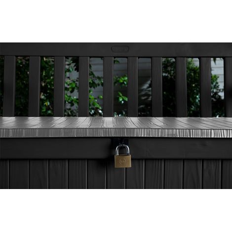 Banc de jardin avec coffre de rangement verrouillable – Résine texturée résistante – 265L – 140x60x84 cm – Anthracite – Tepro — photo 4