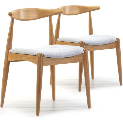 Vs Venta-Stock – Pack de 2 chaises Corzo en bois massif – Couleur chêne – Dimensions 52,5 cm x 50 cm x 74,5 cm – Confort optimal avec patins ABS — photo 1