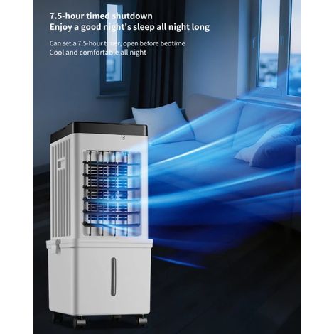 Rafraîchisseur d'air mobile évaporatif 3 vitesses – Timer 7h – Télécommande – Surface d'action 30m² – Débit d'air 2000 m³/h — photo 2