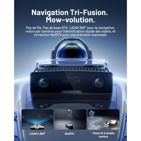 Robot Tondeuse Mammotion LUBA 3 AWD 5000 sans fil périphérique,LiDAR 360°+NetRTK+vision IA dual caméra, jusqu'à 5000m²,Pente 80%,Module 4G — photo 2
