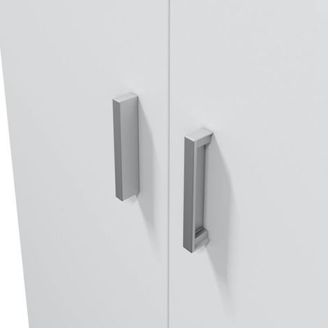 Armoire 2 portes blanche 73x37x180 cm – Panneaux mélaminés résistants – 3 étagères réglables – Rangement buanderie, chambre, garage – Habitdesign — photo 5