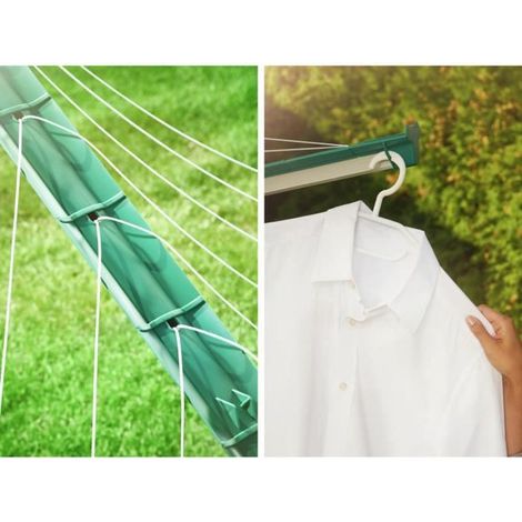 Leifheit – Séchoir parapluie Linomatic 600 Deluxe Cover – Système Easy Lift – Protection anti-salissures – Longueur de fil 60 mètres – Housse résistante aux intempéries — photo 4