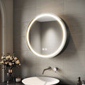 SIRHONA Armoire de toilette ronde à LED avec prise rasoir désembuage 3 modes d'éclairage 600x600mm Miroir lumineux de salle de bain — photo 1