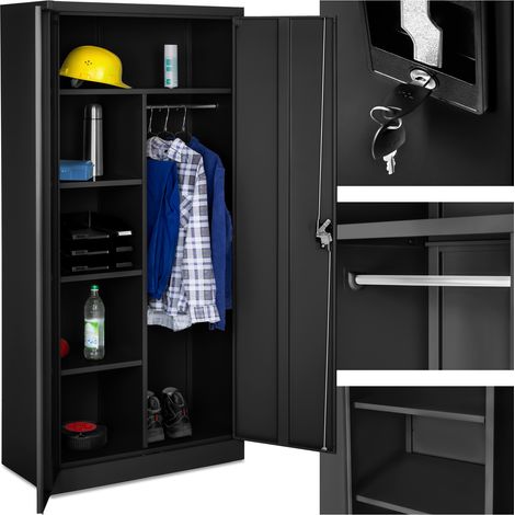 Armoire de rangement metallique en acier 180 x 80 40 cm noir — photo 1